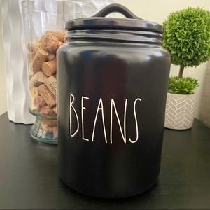Rae Dunn BEANS Large Black Canister Container